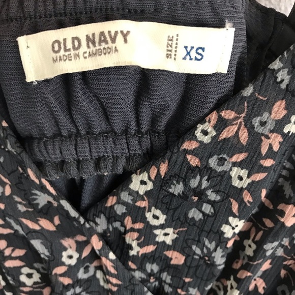 Old Navy Ruffle Floral Dress Ribbon Straps XS Gray Multi Color Flower Print - Picture 4 of 7